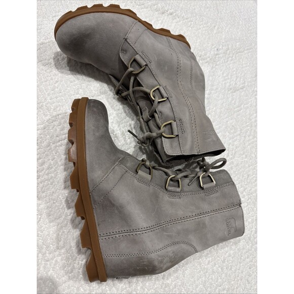 SOREL WOMEN'S JOAN OF ARCTIC WEDGE II LEATHER BOOT LACE UP sz 9 - Picture 1 of 10
